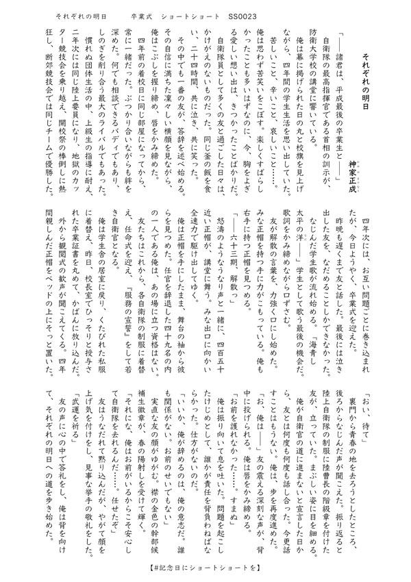 「それぞれの明日」　#記念日にショートショートを