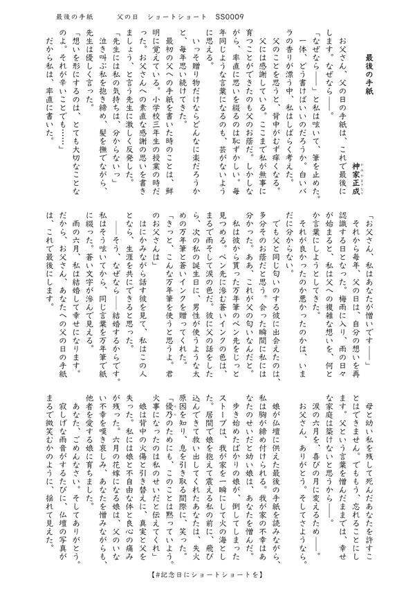 「最後の手紙」　#記念日にショートショートを